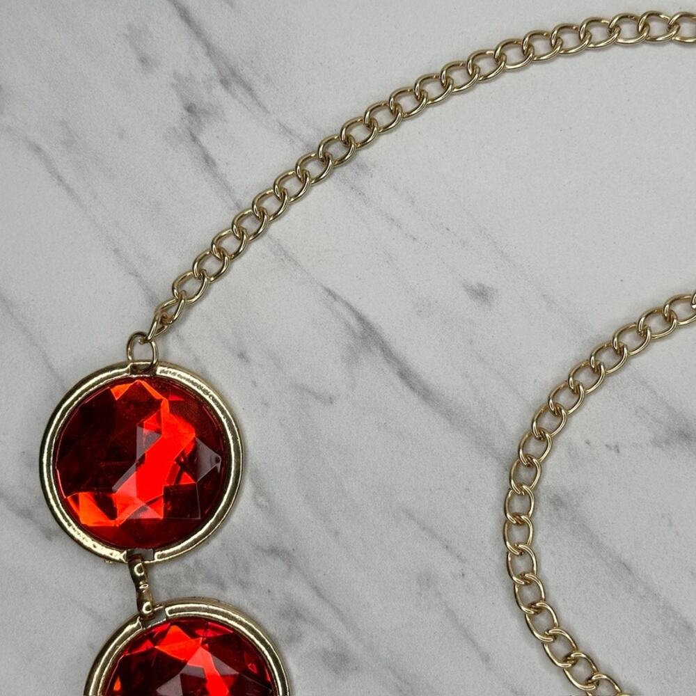 Chunky Red Rhinestone Chain Link Belt One Size (OS) ✨ - Picture 8 of 10